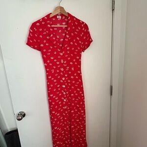 Aritzia Wilfred Shirt Dress Red Floral
